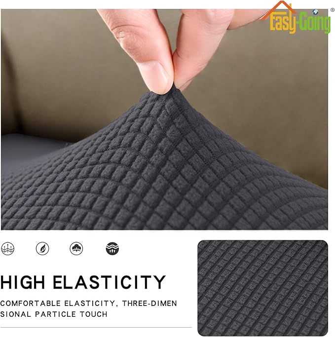 Easy-Going Stretch Cushion Cover Sofa Cushion Furniture Protector Sofa Seat Sofa slipcover Sofa Cover Soft Flexibility with Elastic Bottom(Oversized Sofa Cushion, Dark Gray) - Image 4