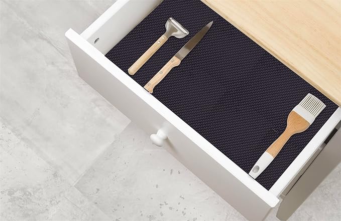 SteadMax Shelf Liner, 15 inches x 6 feet Total, Non-Slip Ultra-Grip Mats for Kitchen or Bathroom Shelves, Cabinets, Pantry, Non-Adhesive Drawer Liner, Durable, Strong, Black (2 Pack) - Image 3