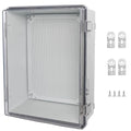 Waterproof Junction Box, ABS Plastic Electrical Box with Stainless Steel Latch, Hinged Cover Electric Project Enclosure Box with Mounting Plate, Wall Brackets,Clear 15.7"x11.8"x7.1 by LuSumtly