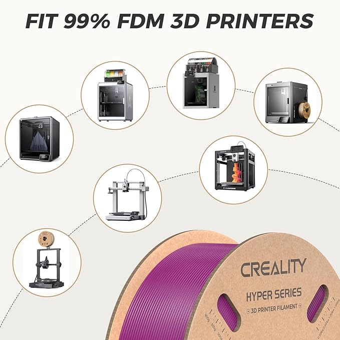 Official Creality Hyper PLA Filament 1.75mm, High Speed PLA 30-600mm/s Rapid 3D Printer Filament, Dimensional Accuracy +/-0.02mm, Fit Most FDM 3D Printers，1KG(2.2lbs) Spool Purple - Image 8