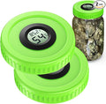 Mason Jar Lids Built-In Stash Hygrometer Herb Curing monitor fits all Wide Mouth/Regular Mouth Mason Jars humidity lid 2pcs (86mm, Green) by ZHANXUBIO
