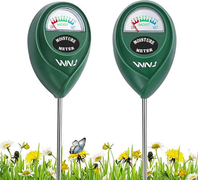 WNJ 2 Pack Soil Moisture Meter, Plant Water Monitor, Lawn Moisture Meter，Soil Hygrometer Sensor for Gardening, Farming, Indoor and Outdoor Plants by WNJ