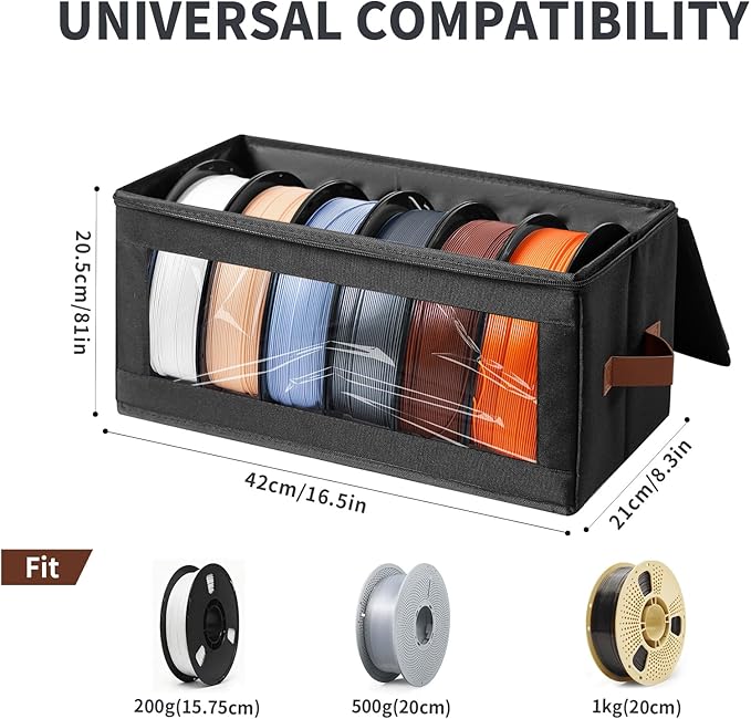 Qozary Filament Storage Box - 4 Pack 3D Printer Filament Storage Containers with Desiccants, Holds Up to 24 Rolls, 3D Printing Accessories Holder Rack for Home, Office Workshop, Studio - Image 3