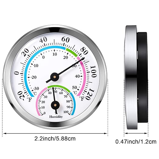 Weewooday 3 Pcs Indoor Outdoor Thermometer 2 in 1 Mini Home Temperature Humidity Hygrometer Monitor Gauge for Home Offices Wall(Silver,2.2 Inch) - Image 2