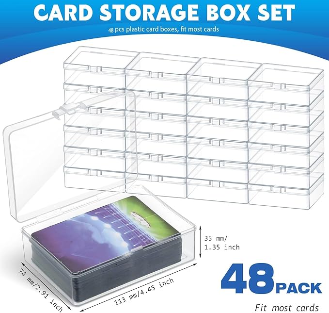 Vicenpal 48 Pcs Playing Card Boxes Clear Plastic Deck Cases Trading Card Storage Boxes Compatible with MTG TCG 100 Game Cases Holder 4.45 x 2.91 x 1.35 Inch - Image 2