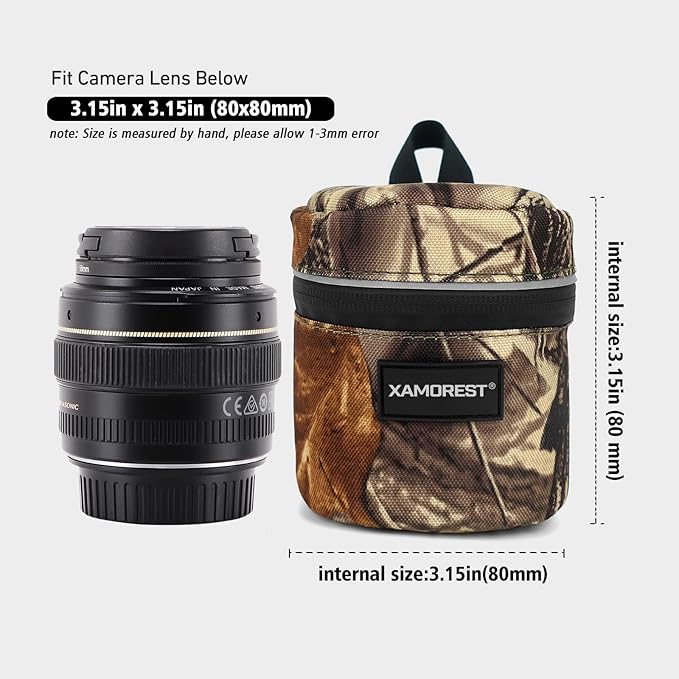 Camera Lens Case Lens Bag Compatible (3.15" x 3.15"(Nylon, Leaf)) - Image 2