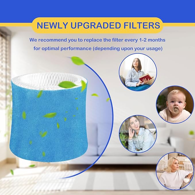 Humidifier Wicking Filter Replacement 2.0 Compatible with Canopy Bedside and Nursery Humidifier 2.0, Wood Pulp & Paper Filter, 3 Pack (Blue) - Image 4