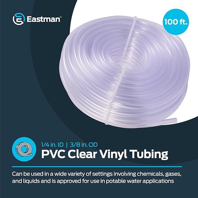 Eastman 1/4 Inch ID (3/8 Inch OD) PVC Clear Vinyl Tubing, 100 Foot Length, 98618 - Image 2