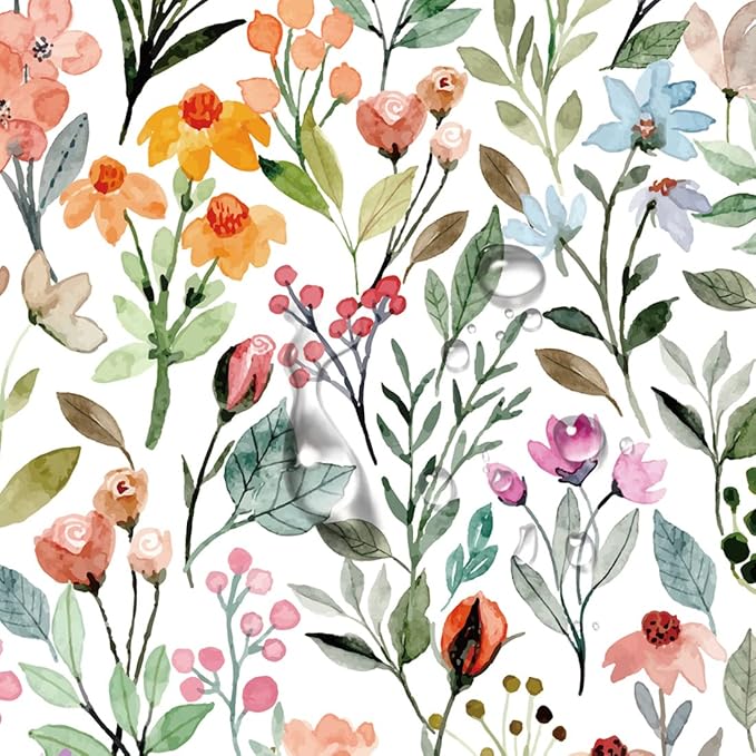 Self Adhesive Colorful Floral Shelf Liner Contact Paper Decorative Watercolor Small Flower Drawer Liner Peel and Stick Floral Wallpaper for Walls Cabinets Table Decal 17.7X117 Inches - Image 4