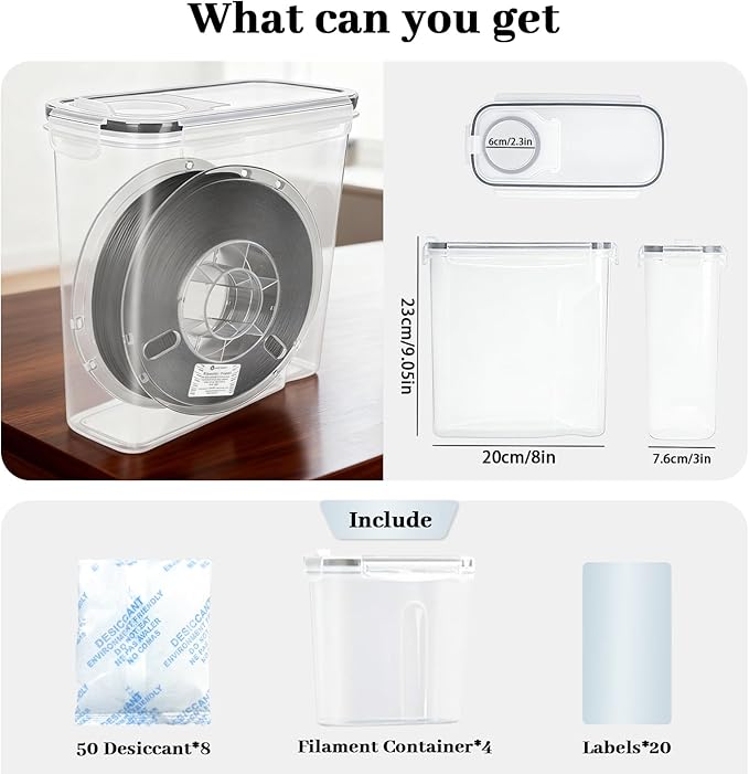 Filament Storage Box, 4 Pack Filament containers. This 3D Printer Filament Storage Box Features a Secure Sealing System That Keeps Them Waterproof and dust-Proof, Keeping Them Organized (4.0 L). - Image 5