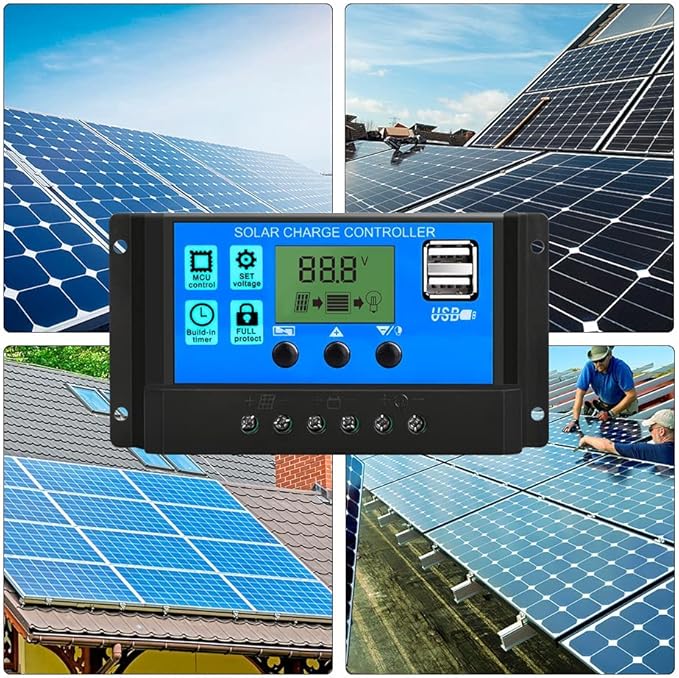 PWM Solar Charge Controller 30A Solar Panel Controller 12V/24V Auto Adjustable LCD Display Solar Panel Battery Regulator with USB Port - Image 7