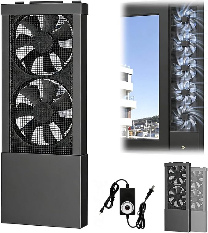 Vertical Window Exhaust Fan for Sliding Windows-Easy Tool-Free Installation, Adjustable Speed with Reversible Airflow, Slim Design for Bedroom Kitchen Office, Alternative to AC Fan and Household Fans by Unknown