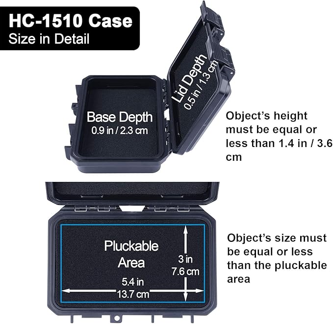 Lykus HC-1510 Mini Hard Case Dry Box with Foam Insert, Interior Size 5.91x3.35x1.46 inch, IP66 Splash-Proof - Image 3