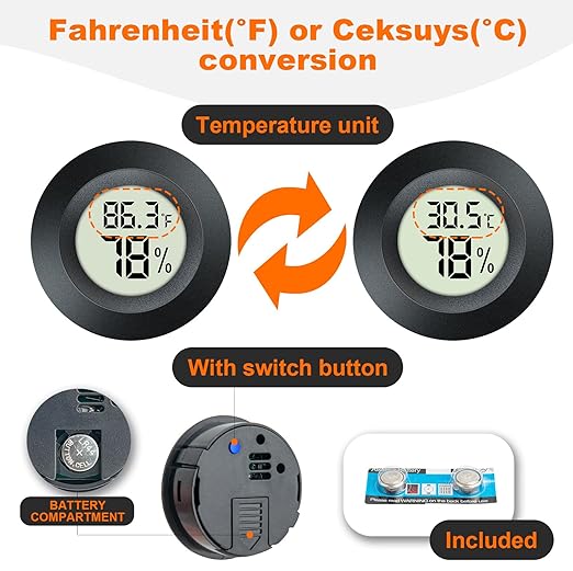 2 Pack Hygrometer Thermometer Mini Digital LCD Monitor Indoor/Outdoor Humidity Meter Gauge Temperature for Humidifiers Dehumidifiers Greenhouse Reptile Humidor Fahrenheit/Celsius(℉/℃) by QPEUIM - Image 4