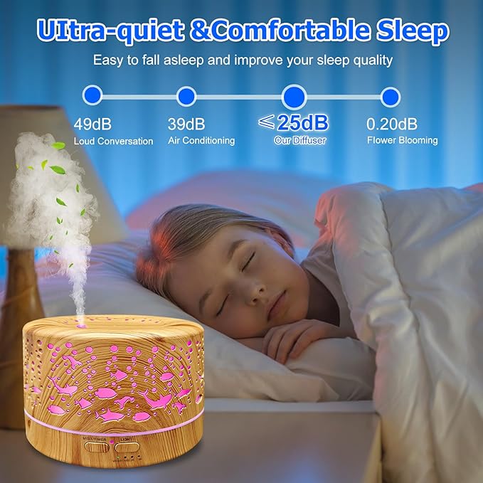 Diffusers for Essential Oils Large Room with R/C,600ml Essential Oil Diffusers for Home,Waterless Auto Off 7 Colors Changed 3 Mist Modes,Cool Mist Humidifiers for House Bedroom Decor,Gifts,Light Wood - Image 3