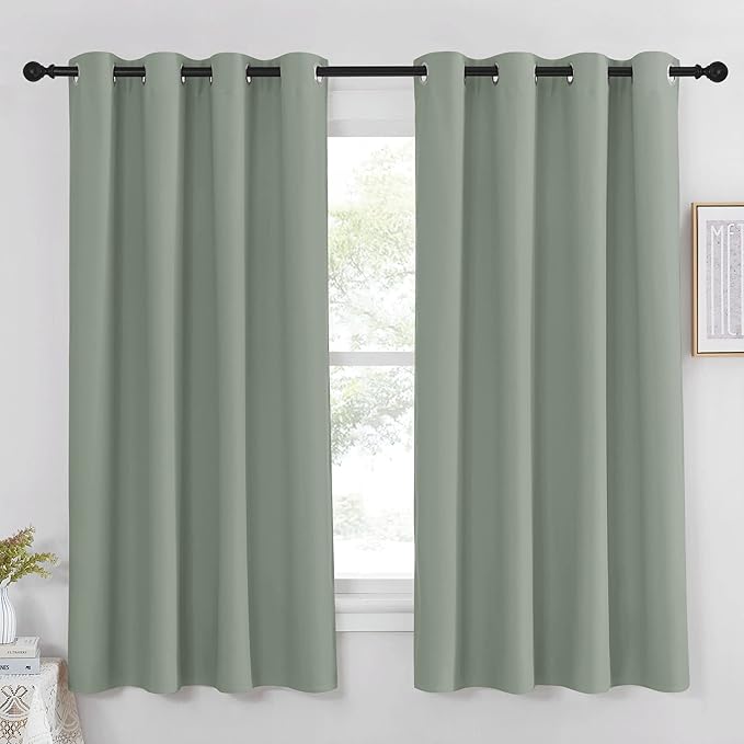 NICETOWN Blackout Sage Green Curtain & Drape for Bedroom - Grommet Top Thermal Insulated Room Darkening Energy Saving Privacy Drapes for Living Room, 1 Piece, W52 x L63 by NICETOWN