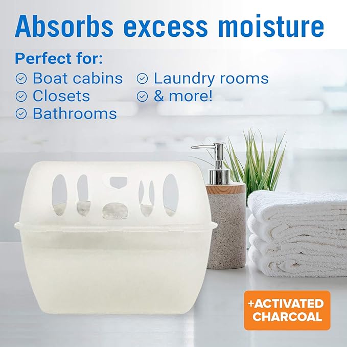 Refillable Moisture Absorber Bucket with Dehumidifier Refill Pack Moisture Absorbers for Closet Storage, Controls Water, Humidity, Odors, and for Basement, Home, Boat, Room, RV, and Car Use - Image 3