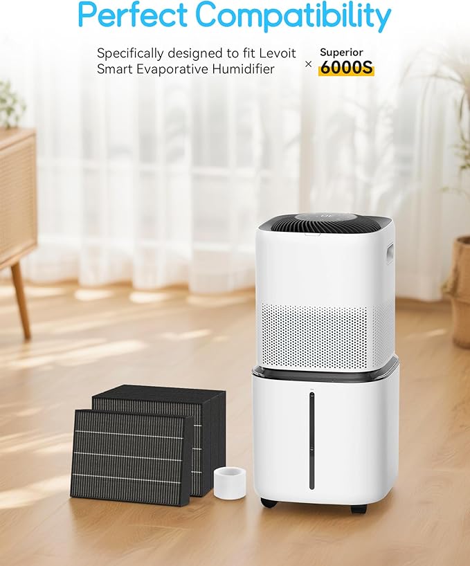 6000S Replacement Filter Kit Compatible with LEVOIT Superior 6000S Smart Evaporative Humidifier (8 Pack Gray Wick Filters and 8 Pack Sponge Filters) - Image 2