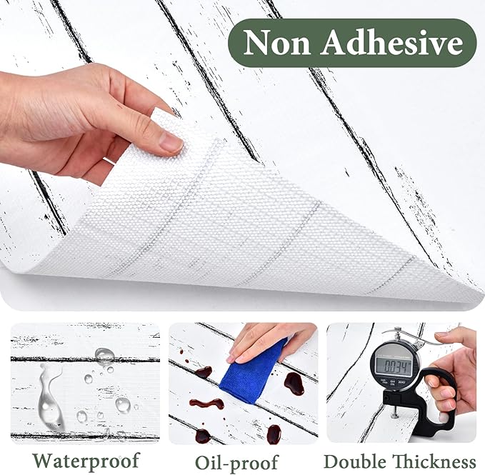 Shelf Liner for Kitchen Cabinets Non Adhesive Drawer Liner 12in x 20FT White Grain Non-Slip Thickened Shelf Liner Paper Strong Easy to Clean for Tool Box Refrigerator with Knife and Tape Measure - Image 7