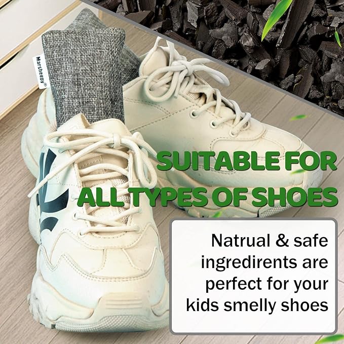 Marsheepy 12 Pack Charcoal Shoe Deodorizer Bags, Bamboo Charcoal Air Purifying bags, Odor Absorber, Odor Eliminator for shoes, Home, Closet, Pet - Image 4