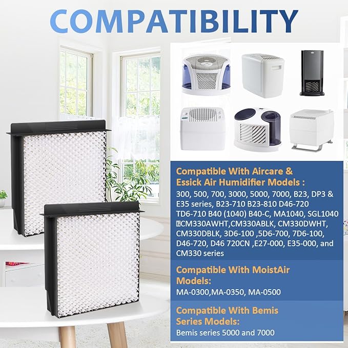 1040 Replacement Wick for B40 B40-C Humidifier Wick Filter, Replaces Models 3D6100 5D6700 76D100 CM330ABLK CM330AWHT CM330DBLK CM330DWHT D46720 E35000 E27000 MA0300 MA0500-2 Pack - Image 4