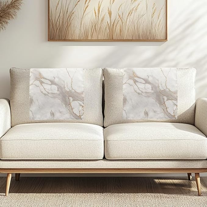 White Marble Headrest Cover for Recliner, Non-Slip Sofa Headrest Protector with Pins, Super Soft Slipcover for Head Rest, Loveseat Protector, Christmas Deer - Image 2