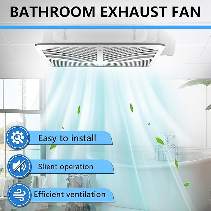 Bathroom Exhaust Fan White Ceiling Mount Ventilation Fan 200-230 CFM 1.5 Sones 6 Inches Duct Energy-Saving Bathroom Ventilation and Exhaust Fan - Image 2