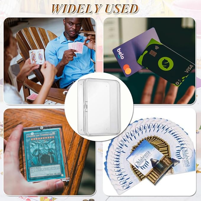 Clear Plastic Playing Card Case Set - 4Pcs Blank Playing Cards Storage Box Trading Card Deck box, Perfect for Organization of Business Game Cards and More (4pcs Clear) - Image 4