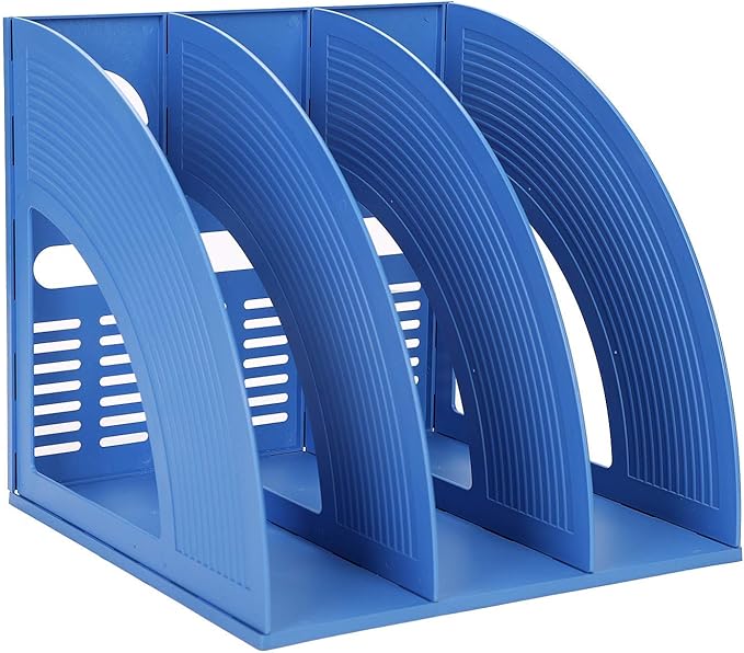Marte Vanci Magazine File Holder Book Desktop Organizer Plastic Storage Sturdy Vertical 3 Section Folder Blue by MarteVanci