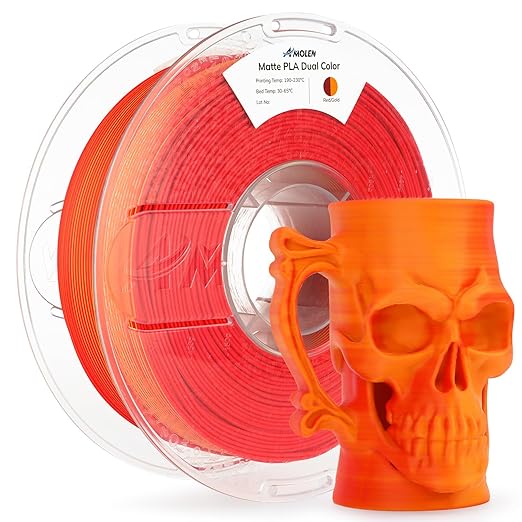 AMOLEN Matte PLA 3D Printer Filament - Dual Color Red Gold Filament, Smooth Finish Color Change 3D Printing Filament 1.75mm, 1KG/2.2lb - Image 8