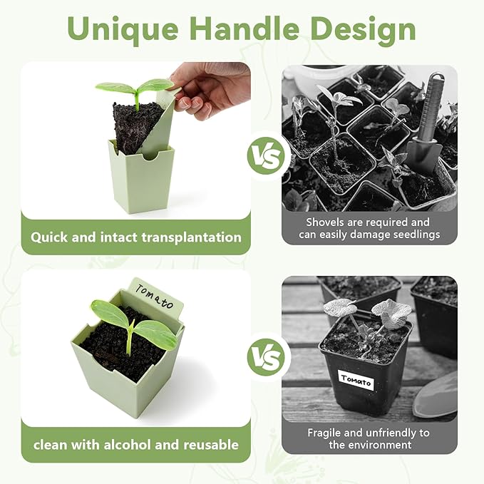 Seed Starter Tray, Dual-Purpose Handles for Transplanting & Labeling, 9 Deep 2.3 in Cells, Extra-Thick Reusable Germination Kit, for Indoor, Outdoor & Greenhouse Use - Image 4