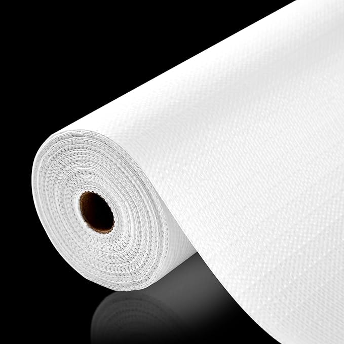 Drawer and Shelf Liner, Non-Slip Kitchen Cabinet Liners Non-Adhesive Thick Strong Grip Waterproof Washable Mats Protect Dresser Shelves Cupboard Bathroom Cabinets, White, 20 in X 10 FT by ALIUNI