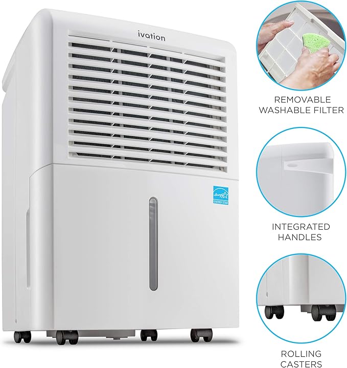 Ivation 4,500 Sq Ft Smart Wi-Fi Energy Star Dehumidifier with App, Continuous Drain Hose Connector, Programmable Humidity, 2.25 Gal Reservoir for Medium and Large Rooms (4,500 Sq Ft With Pump) - Image 3