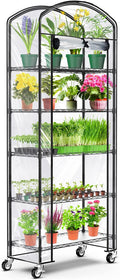 Abimars 5-Tier Greenhouse with Caster Wheel, Each Shelf Height Adjustable Metal Plant Shelf with PVC Cover for Seed Starting Trays, Seedling Pots, Plant Pots, 13x29x73inch by Abimars