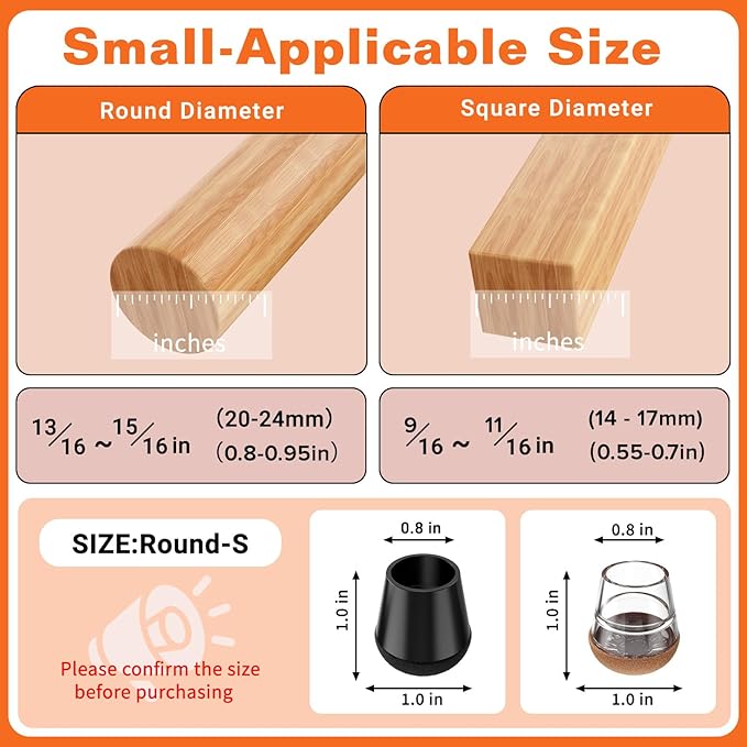 Chair Leg Floor Protectors Small 24Pcs,Silicone Chair Leg Protectors for Hardwood Floors/Tiles,360°Wrapped Felt Bottom to Prevent Scratch and Reduce Noise, Round Clear - Image 2