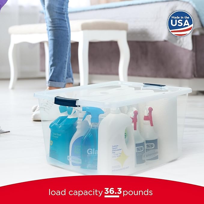 Rubbermaid Cleverstore 71 Qt Clear Storage Bins with Lids, 4-Pack, Stackable, BPA-Free, Made in USA - Image 5