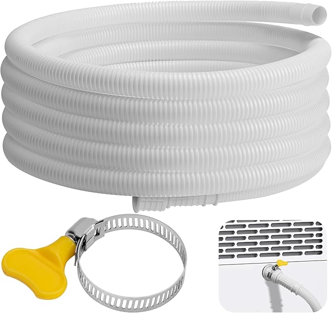 16.5 Ft Dehumidifier Drain Hose 3/4" FHT- Cuttable Leakproof Dehumidifier Discharge Hose for Drainage- Flexible Universal Corrugated Drain Hose Replacement with Clamp for Most Dehumidifier by Nkiy+Quen