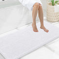 Smiry Luxury Chenille Bathroom Rugs 47x20, Extra Soft and Absorbent Shaggy Bath Mat, Machine Washable, Non-Slip Plush Carpet Runner for Tub, Shower, and Floor, Home Decor Accessories, White by Smiry