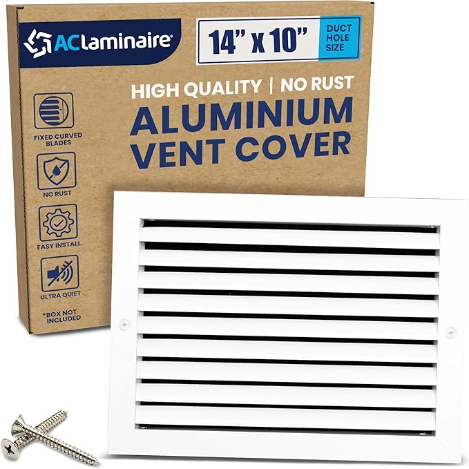 14x10 Inch (Duct Hole) Air Return Vent Cover Decorative – Premium Aluminum AC Vent Cover for Ceiling & Wall, Rustproof Grille, Ideal for Home HVAC Grille, Durable & Easy to Install by ACLAMINAIRE by LAMINAIRE