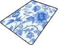 Vintage Blue Peony Design Printed Rug - Foldable Area Rug for Living Room/Bedroom - Fade, Flame, and Stain Resistant, Quick Dry, Waterproof Floor Carpet, 78 x 120 Inch by Snarena