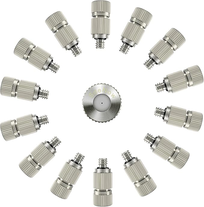High Pressure Outdoor Anti-drip Fogging Spray Head Outdoor Cooling Misting System Nozzle, UNC 10/24 Stainless Steel Misting Nozzles 0.012" Orifice (0.3mm), Silver Tone,15 Pcs by SdeNow