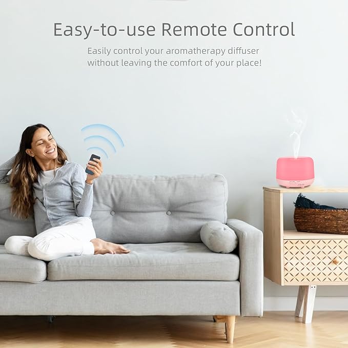 300ML Aromatherapy Essential Oil Diffuser with Remote Control, 7 LED Color Changing Light, for Bedroom Home Large Room - Image 4