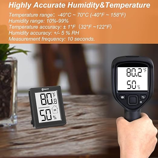 Geevon Digital Hygrometer, 3 Pack Indoor Thermometer Room Temperature Humidity Gauge with Battery,Digital Temperature Humidity Meter Indicator for Home, Office, Greenhouse, Mini Hygrometer,Black - Image 4