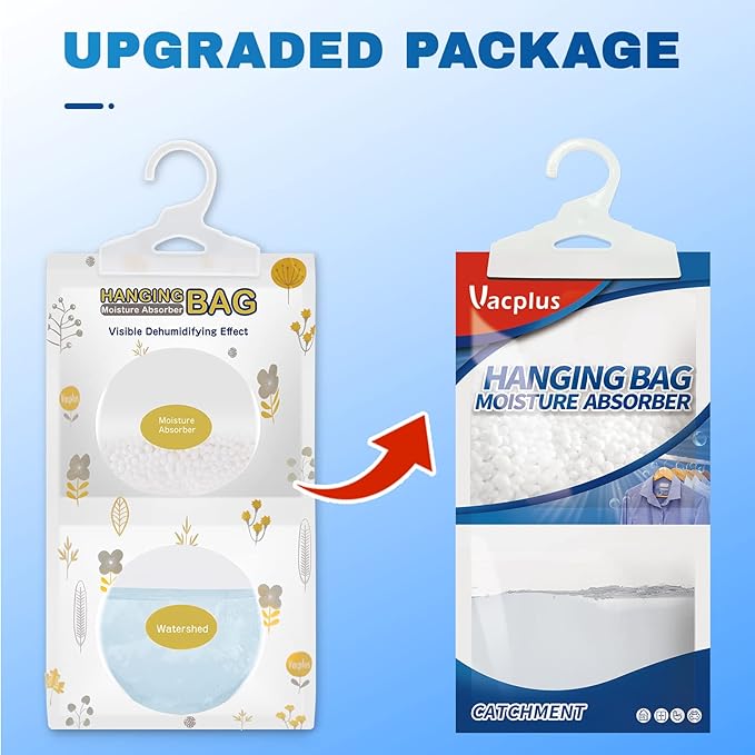 Vacplus Moisture Absorbers Packets, Fragrance Free 20 Pack, Humidity Packs, Dessicant Packets, Hanging Closet Dehumidifier Bags, Odor Eliminator for Bathroom 9.8OZ - Image 7