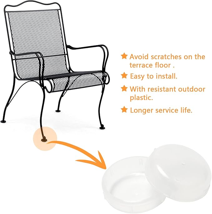 32 Pack Wrought Iron Patio Furniture Feet Caps 1-1/2 inch Round Plastic Outdoor Chair Leg Floor Protectors, Chair Leg Caps, Furniture Replacement Feet for Metal Chairs & Tables (White) - Image 4