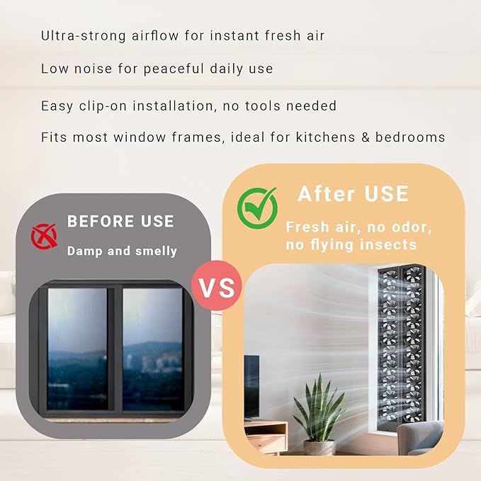 Vertical Window Exhaust Fan, Adjustable Speed - Retractable Sliding Window Easy Tool-Free Installation, for Bedroom Kitchen Office, Alternative to AC Fan and Household Fans(1.64-1.8FT) - Image 6