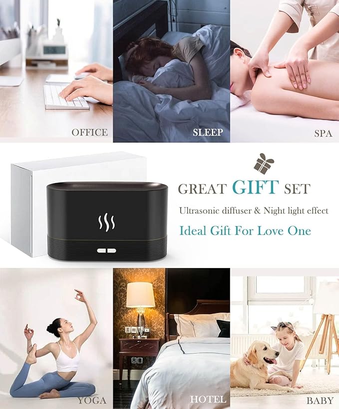 Flame Air Diffuser Humidifier,Upgraded Scent Diffuser for Essential Oils,Ultrasonic Aromatherapy,Fire Mist Humidi with 2 Brightness,Auto-Off Function for Room Home Office(Black) - Image 7