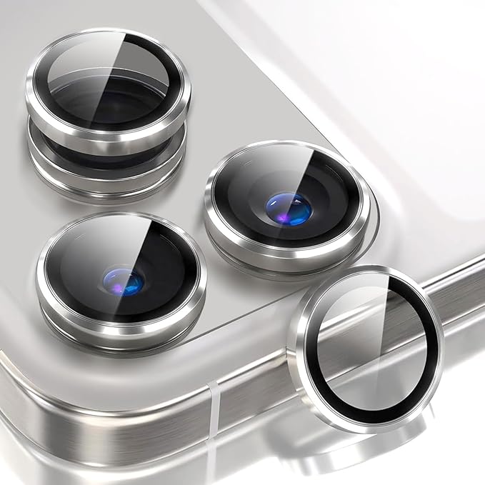 2 Pack Camera Lens Protector for iPhone 17 Pro Max/17 Pro 2025,9H Tempered Glass Scratch Resistant Metal Ring Camera Cover,Case Friendly Camera Screen Protector Accessories,Silver by AFENGBOX