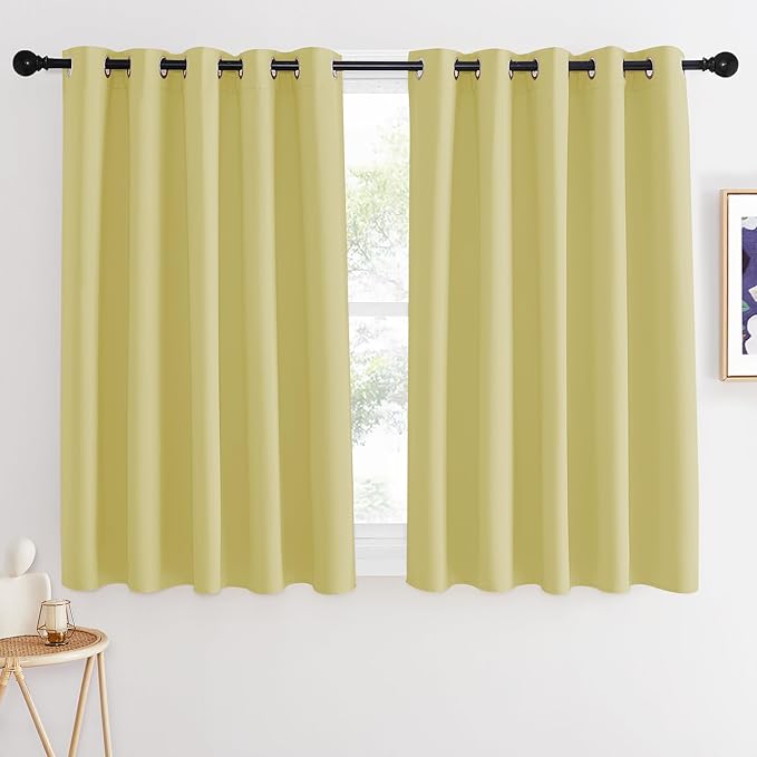 NICETOWN Blackout Curtains 54 Inches Long, Thermal Insulated Room Darkening Curtains for Bedroom, Window Treatment Drapes for Living Room Nursery (W66 x L54 Inch, Paler Yellow, 1 Panel) by NICETOWN