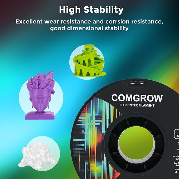 Comgrow ABS 3D Printer Filament, 1.75mm, Heat Resistant, 1kg, White, 1.75mm Diameter, 1lb Weight, Acrylonitrile Butadiene Styrene Material - Image 3